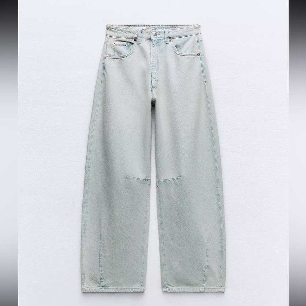 Women's Light Wash Mid Waist Baggy Balloon Jeans